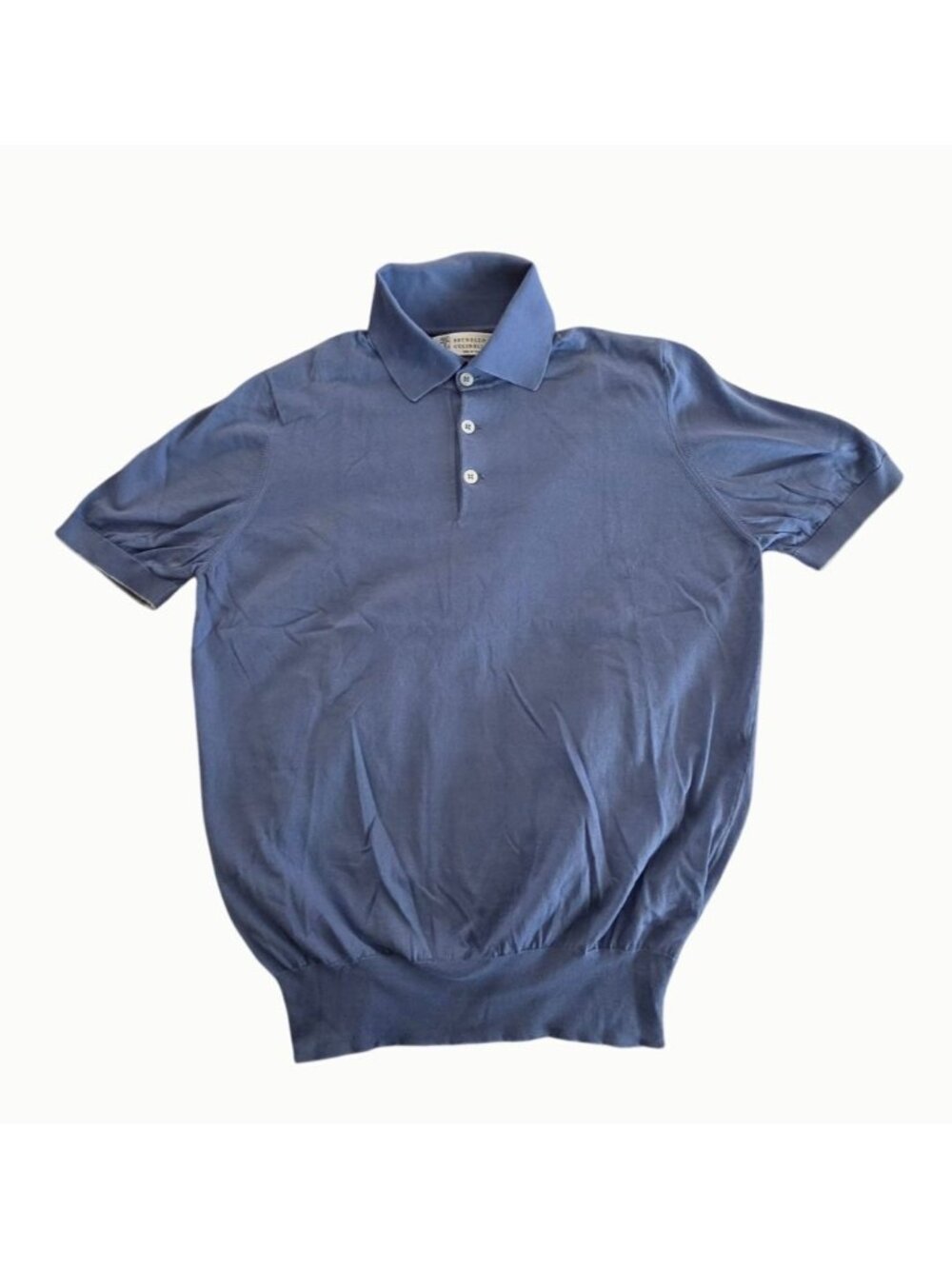 Brunello Cucinelli Men’s Polo Shirt IT 48 US M Blue 100% Cotton Made in Italy
